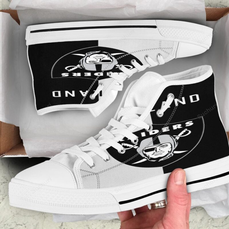 Las Vegas Raiders Logo Black And White High Top Shoes