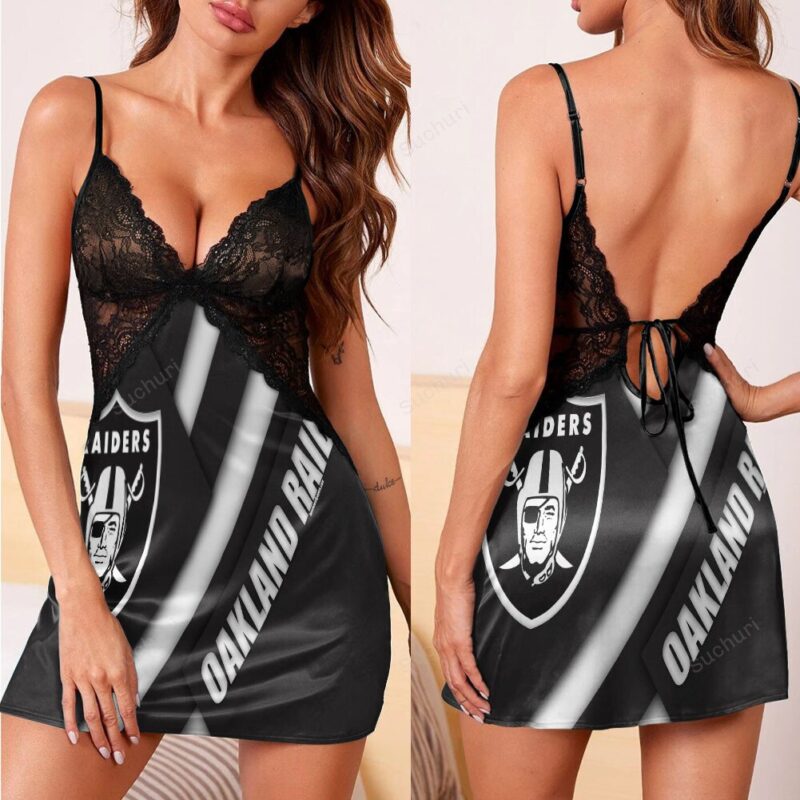 Las Vegas Raiders Logo Flag3 3d Back Straps Cami Dress With Lace