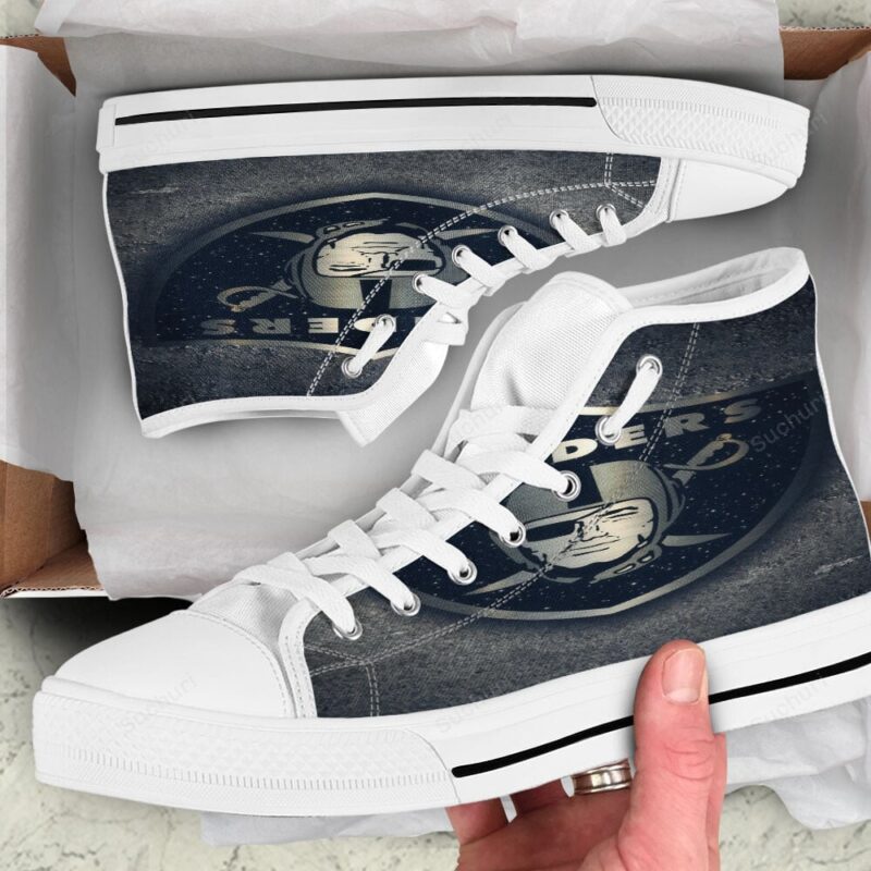 Las Vegas Raiders Logo On The Wall High Top Shoes