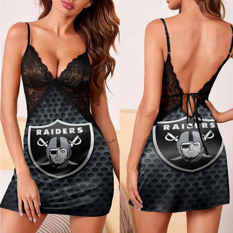 Las Vegas Raiders Logo Pattern Floral 3d Back Straps Cami Dress With L