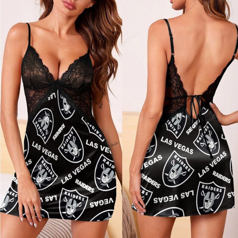 Las Vegas Raiders Logo Pattern10 3d Back Straps Cami Dress With Lace