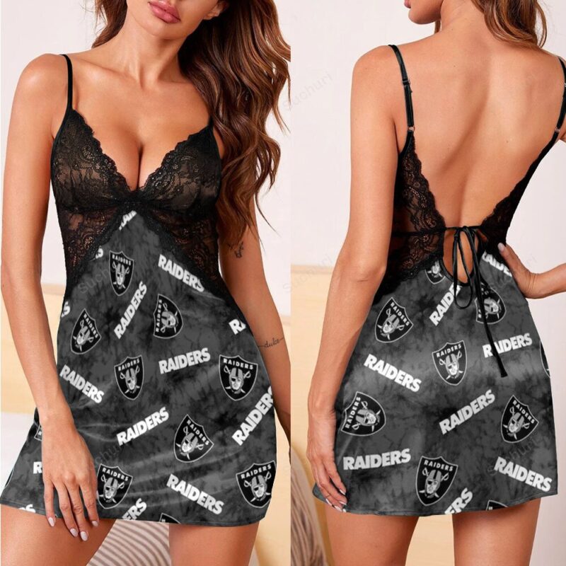 Las Vegas Raiders Logo Pattern12 3d Back Straps Cami Dress With Lace