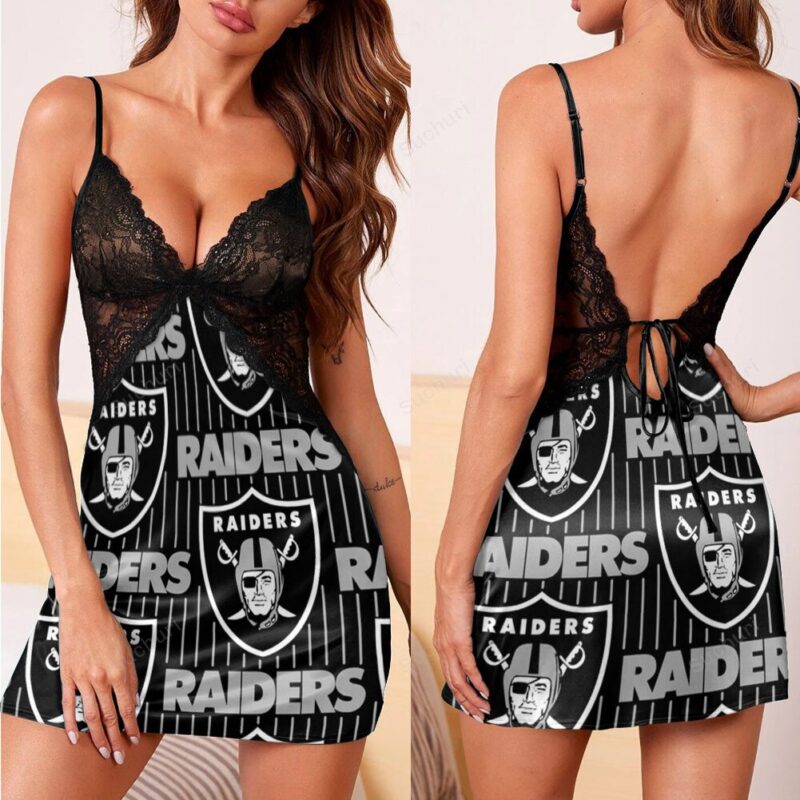 Las Vegas Raiders Logo Pattern3 3d Back Straps Cami Dress With Lace