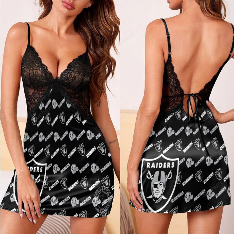 Las Vegas Raiders Logo Pattern6 3d Back Straps Cami Dress With Lace