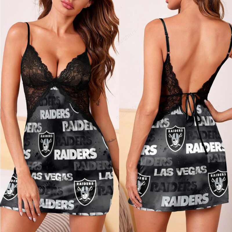 Las Vegas Raiders Logo Pattern7 3d Back Straps Cami Dress With Lace