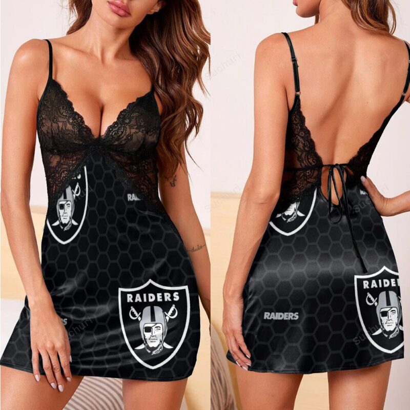 Las Vegas Raiders Logo Pattern9 3d Back Straps Cami Dress With Lace