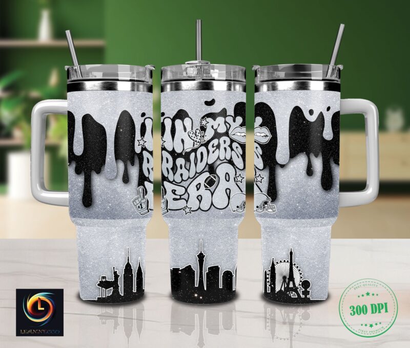 Las Vegas Raiders NFL Glitter Custom Stanley Cup 40 oz 30 oz Tumbler With Handle | StormMerch