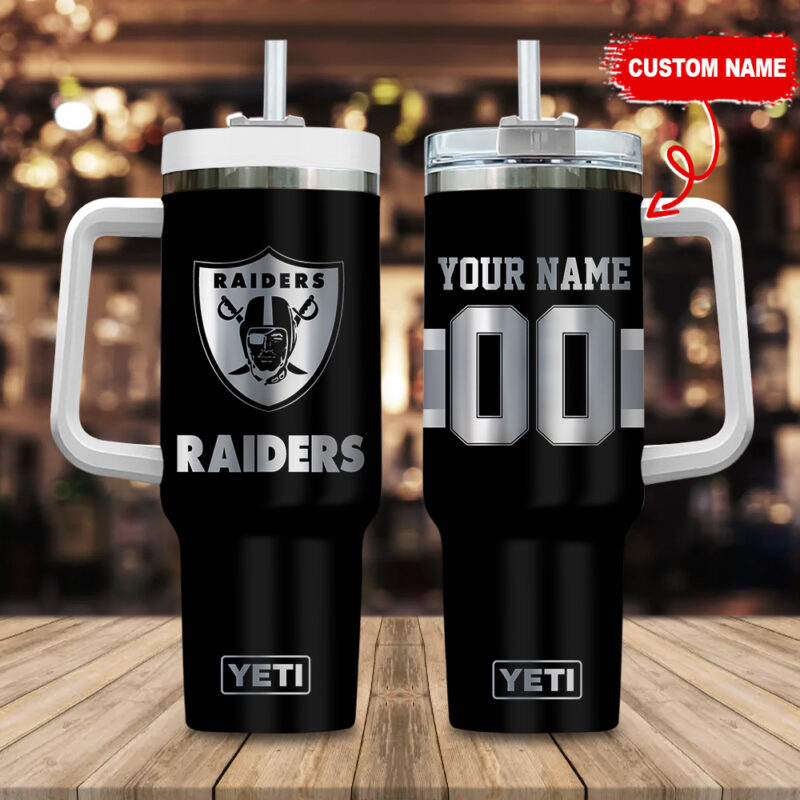 Las Vegas Raiders NFL Laser Engraved Effect Custom Stanley Cup 40 oz 30 oz Tumbler With Handle | StormMerch