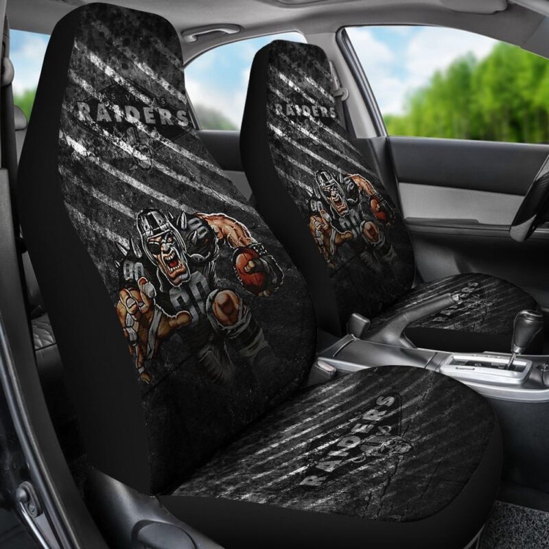 Las Vegas Raiders NFL Team Monster Attack Grabbing Artwork Car Seat Covers - Siblinglove