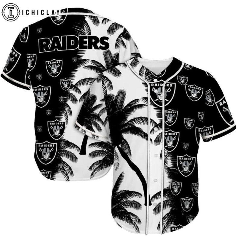 Las Vegas Raiders Palm Tree Pattern Baseball Jersey - ichiclay