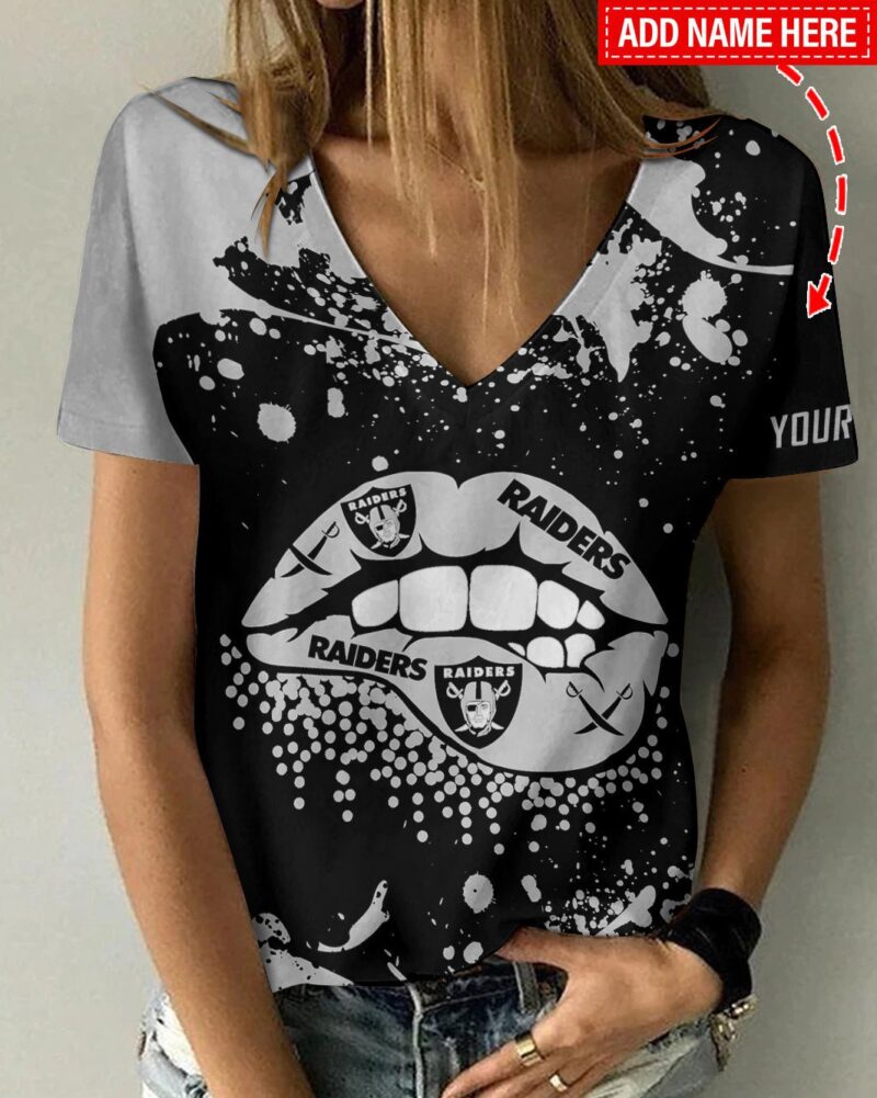 Las Vegas Raiders Personalized Summer V-neck Women T-shirt BG249