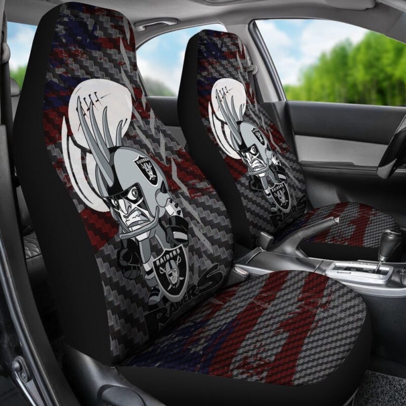 Las Vegas Raiders Team Angry Chibi Raiders Minimal Rugby Ball Car Seat Covers - Siblinglove