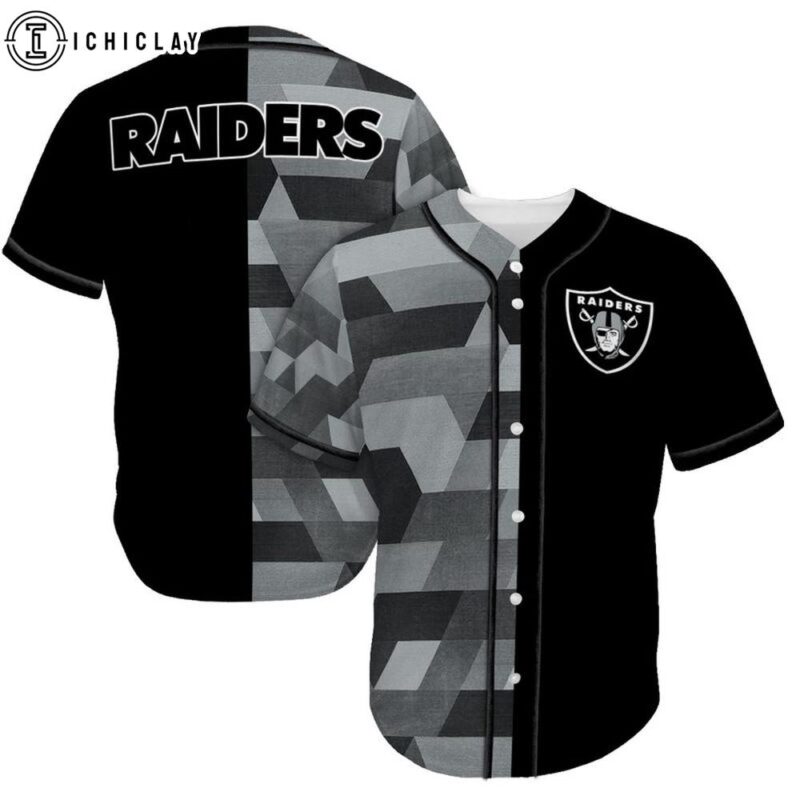 Las Vegas Raiders Team Pattern Baseball Jersey Shirt - ichiclay