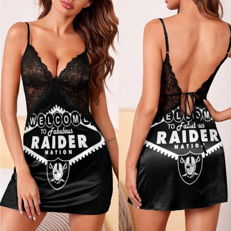 Las Vegas Raiders Welcome To Fabulous Nation 3d Back Straps Cami Dress