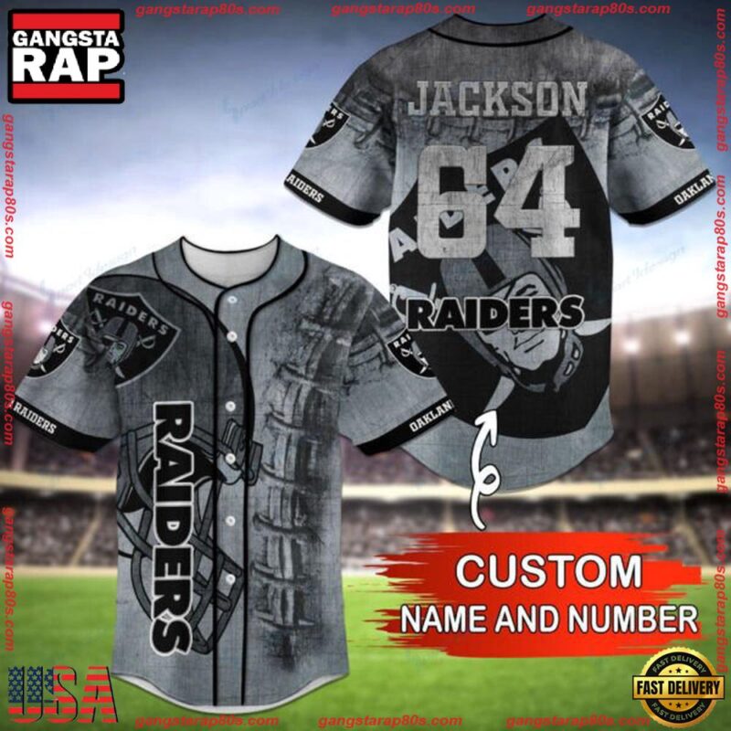 NFL Custom Name Number Las Vegas Raider Baseball Jersey Shirt - Gangstarap80S