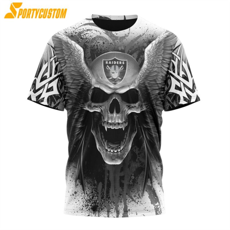 NFL Las Vegas Raiders 3D T Shirt All Over Print Special Kits With Skull Unite In Team Colors