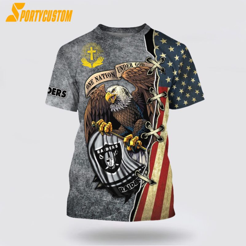 NFL Las Vegas Raiders 3D T Shirts One Nation Under God Capture The Spirit Of The Game With Trendsetting Apparel