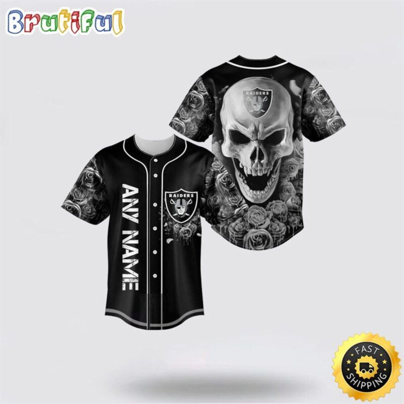 NFL Las Vegas Raiders Baseball Jersey 3D Personalized Skull Top Quality Fan Apparel