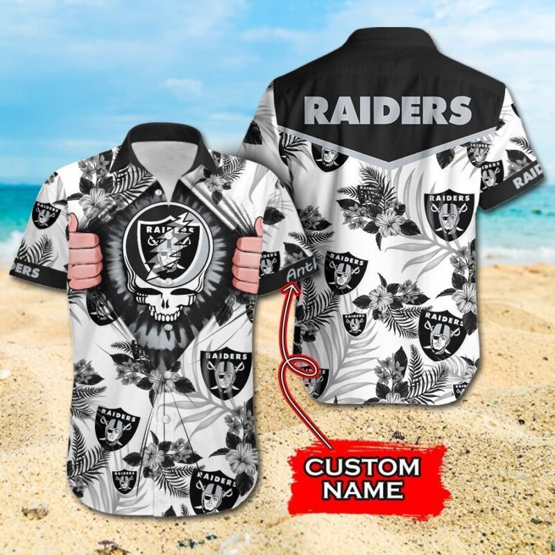 NFL Las Vegas Raiders Grateful Dead Gift For Fan Personalized Hawaiian - Raidersfanworld.com