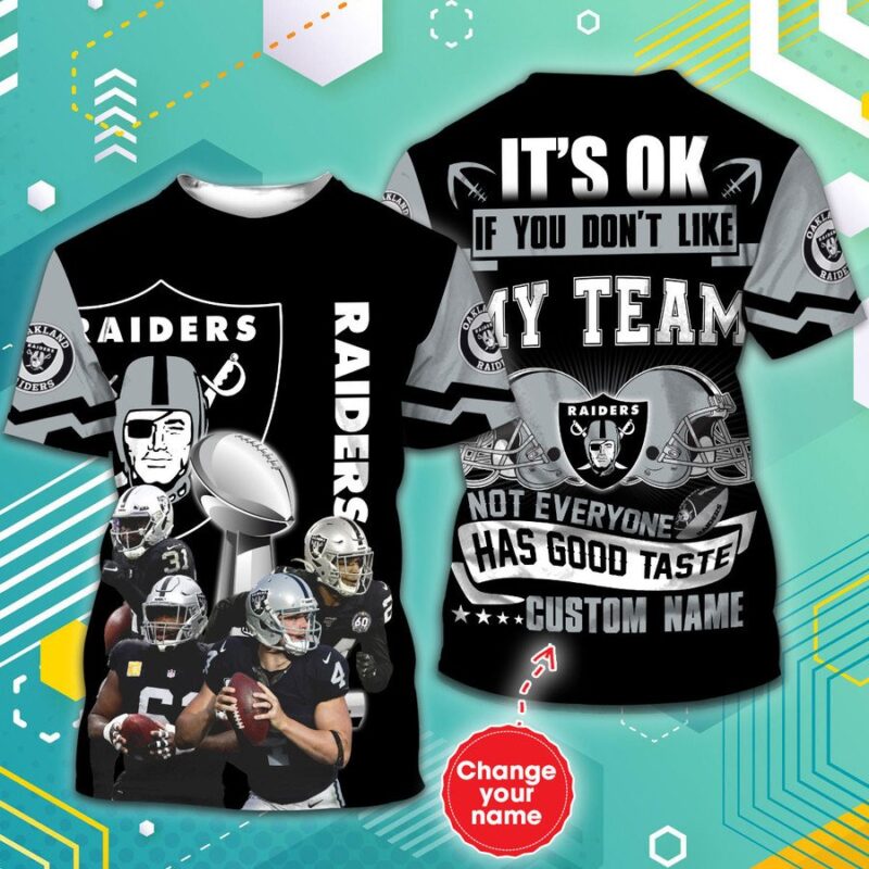 NFL Las Vegas Raiders Men Women Tshirt 3D Print Black - Raidersfanworld.com