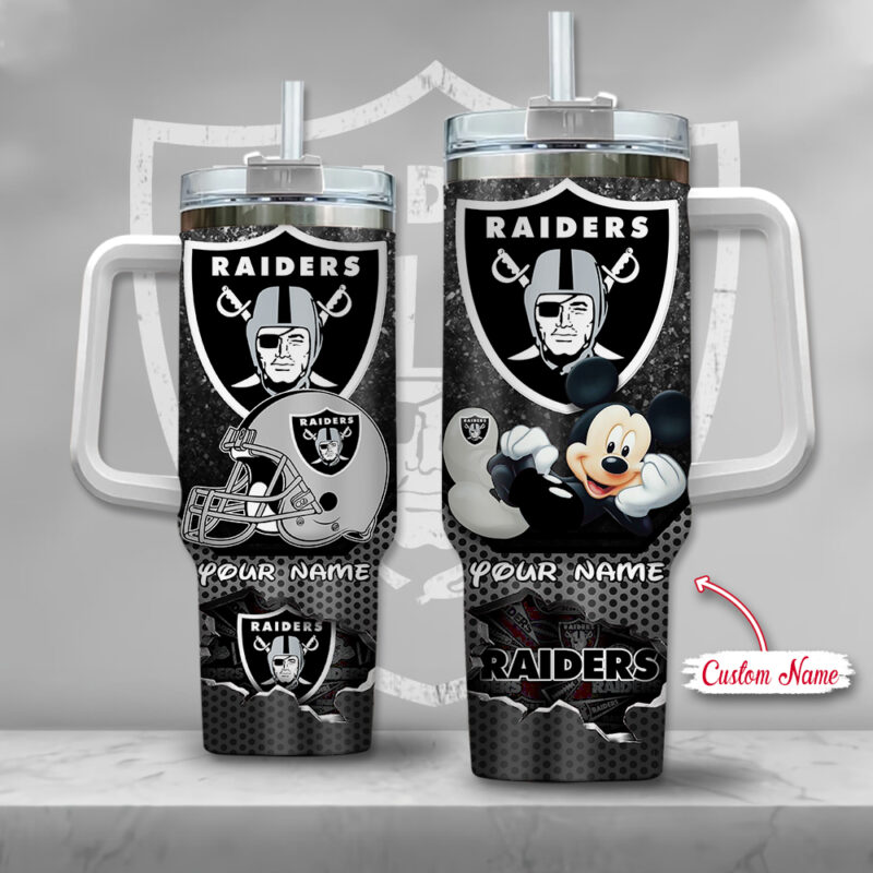 NFL Las Vegas Raiders Mickey Mouse Custom Stanley Cup 40 oz 30 oz Tumbler With Handle | StormMerch