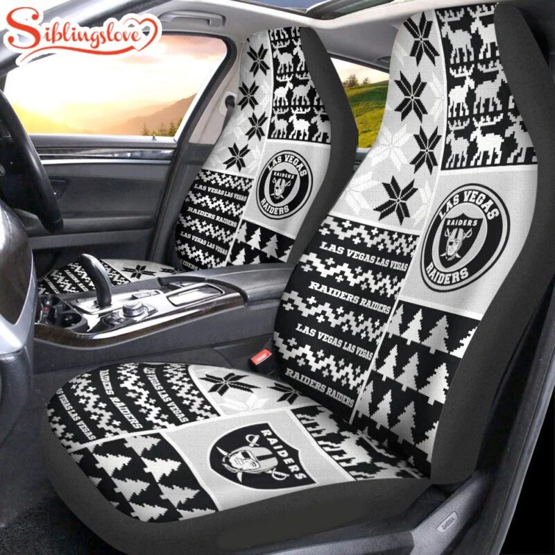 NFL Las Vegas Raiders Ugly Christmas Car Seat Covers - Siblinglove
