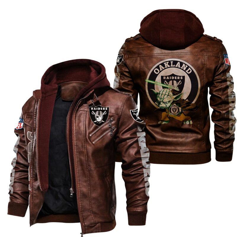 NFL Oakland Raiders Leather Jacket Yoda Brown - Raidersfanworld.com