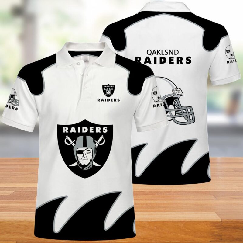 Oakland Raiders Button Up Polo Shirt - Raidersfanworld.com