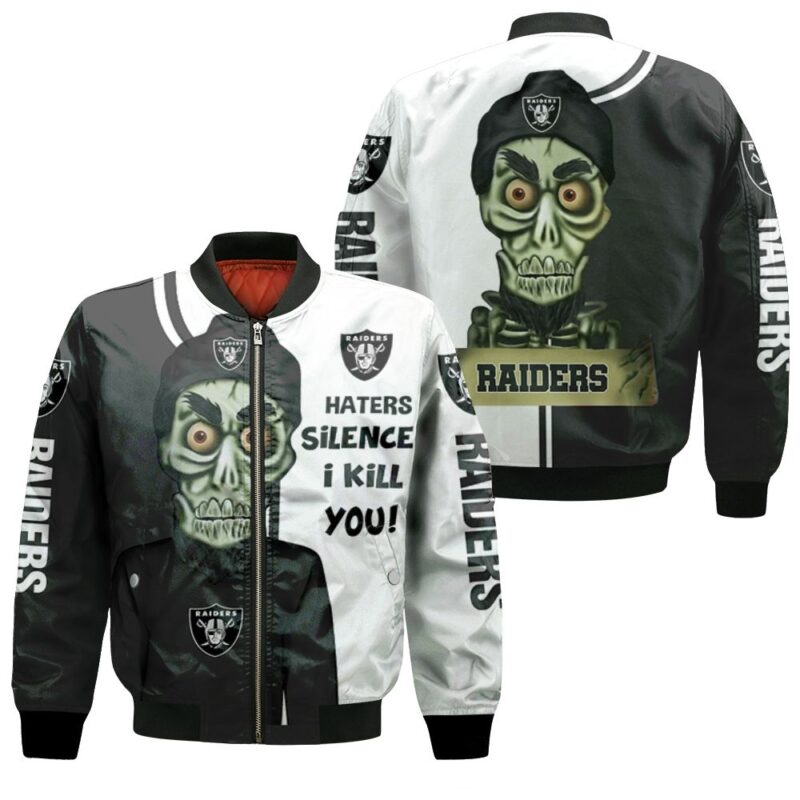 Oakland Raiders Haters I Kill You 3d Bomber Jacket - Raidersfanworld.com