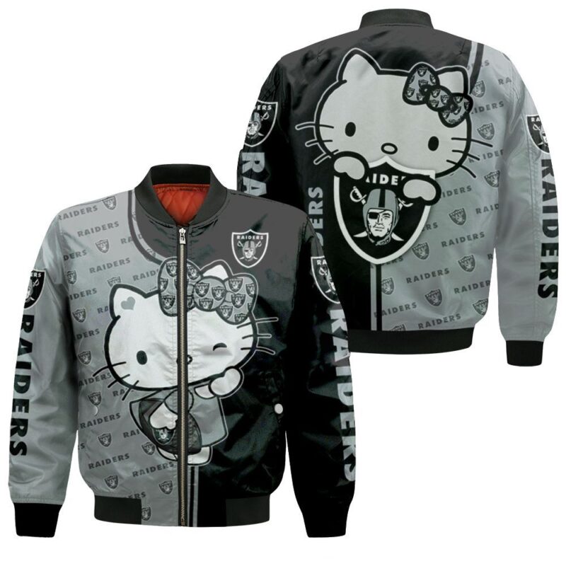 Oakland Raiders Hello Kitty Fan 3d Jersey Bomber Jacket - Raidersfanworld.com