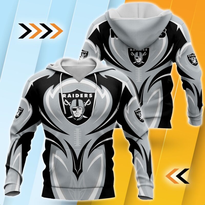 Oakland Raiders NFL 3D Hoodie Men Women Grey - Raidersfanworld.com