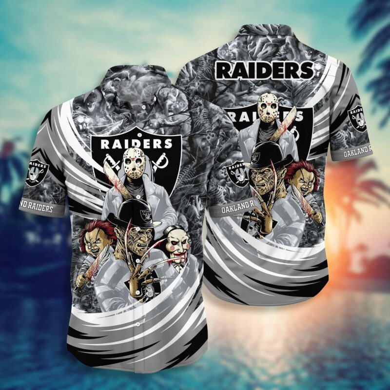 Oakland Raiders NFL Halloween Horror Movies Hawaiian Shirt - Raidersfanworld.com
