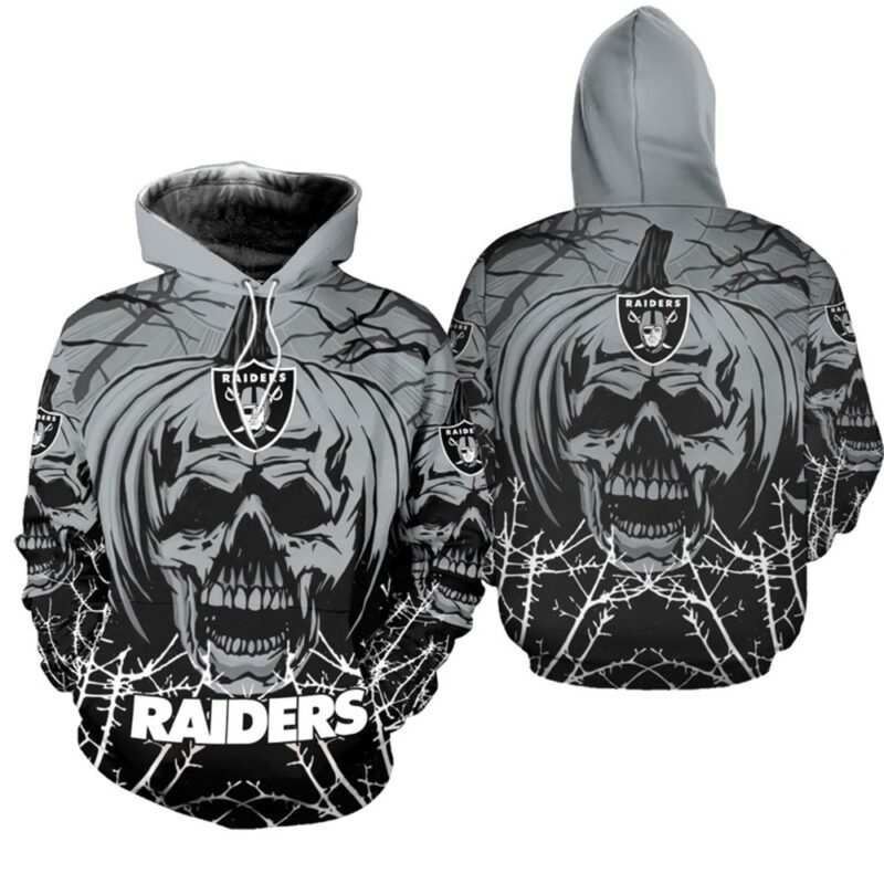 Raiders hoodie Halloween pumpkin skull print sweatshirt - Raidersfanworld.com