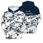 Football American Pattern Flowers Seattle Seahawks 3D Hoodie