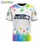 NFL Seattle Seahawks T-Shirt Special Autism Awareness Design All Over Print T-Shirt