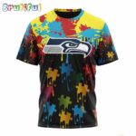 NFL Seattle Seahawks T-Shirt Special Autism Awareness Design Football T-Shirt