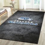 Seattle Seahawks Area Rug, Football Team Living Room Carpet, Man Cave Floor Mat