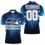 Seattle Seahawks Lightning Personalized 3D All Over Print Polo Shirt