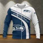 Seattle Seahawks Navy White Zip Up Hoodie V2