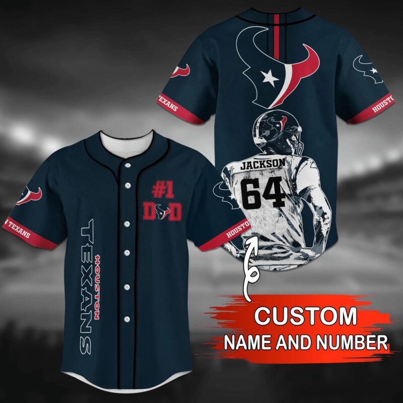 Custom Name And Number Houston Texans NFL Baseball Jersey Shirt - Siblinglove