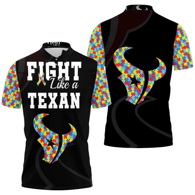 Fight Like A Houston Texans Autism Support Polo Shirt - Bluefink