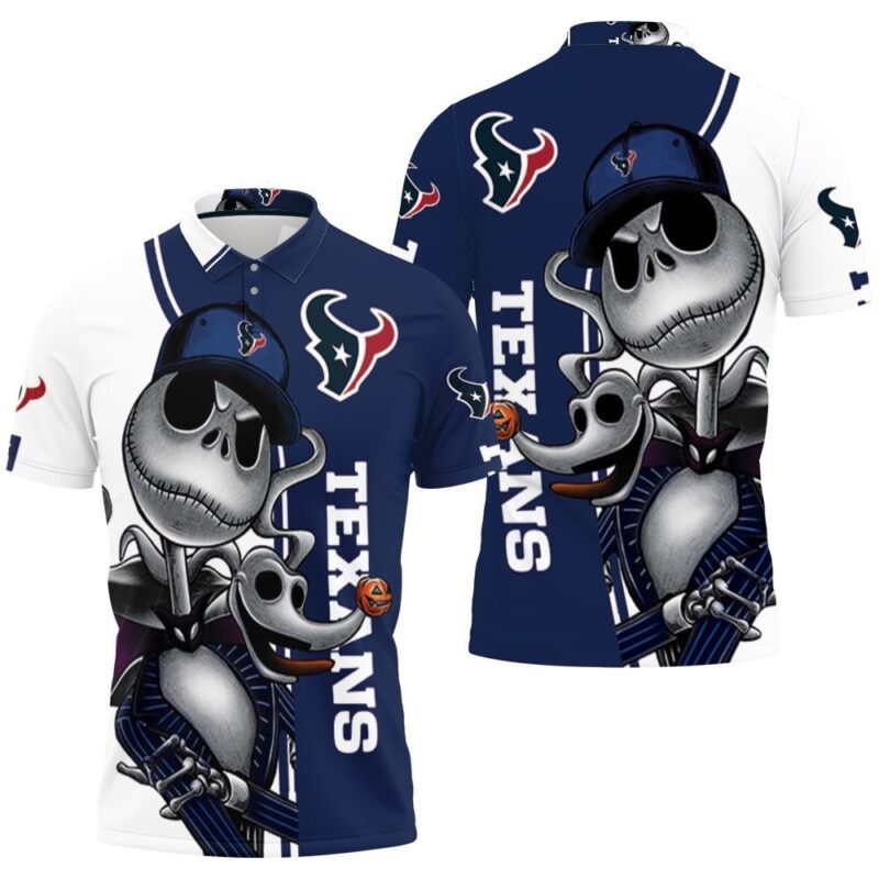 Houston Texans Jack Skellington And Zero Polo Shirt - Bluefink