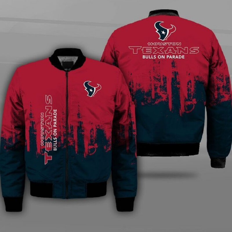 NFL Houston Texans Red Blue Bomber Jacket V7 - Bluefink