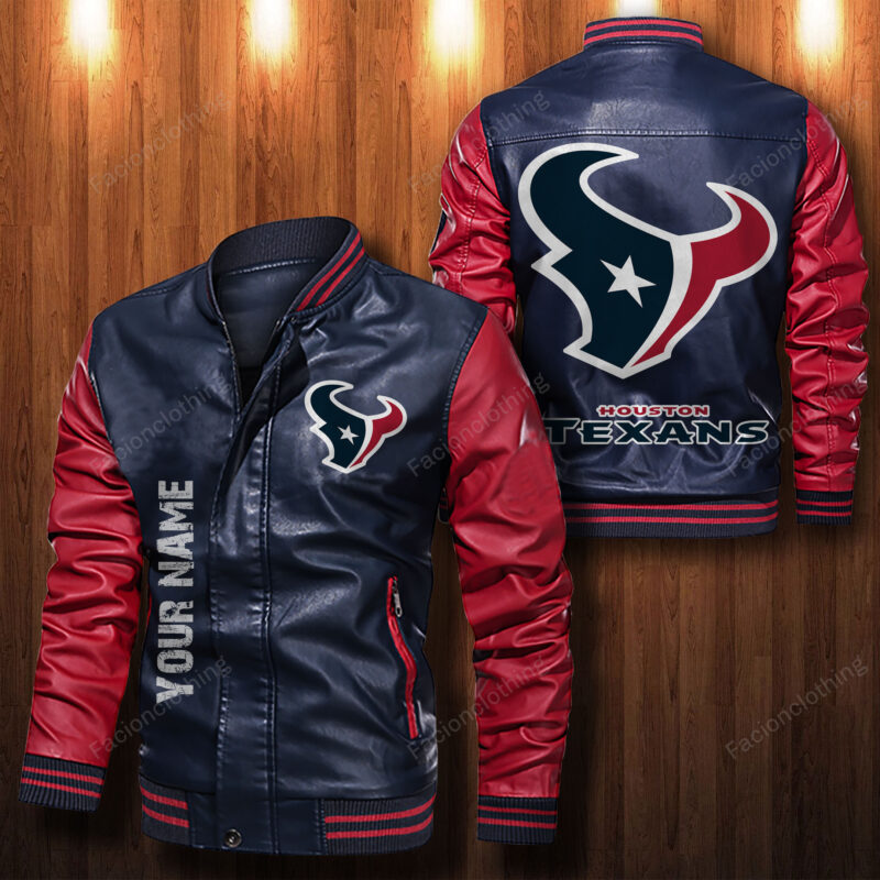 Sportswearmerch Houston Texans Personalized Fashion Leather Bomber Jacket - Sportswearmerch