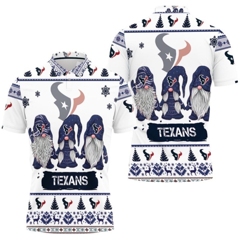 Christmas Gnomes Houston Texans Christmas 3D Polo Shirt