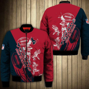 NFL Houston Texans Red Blue Bomber Jacket V8 - Bluefink