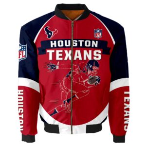 Houston Texans Bomber Jacket Graphic Player Running - Bluefink