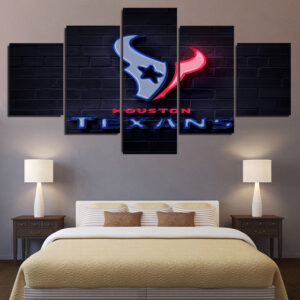 Houston Texans Neon 5 Piece Canvas Art Wall Decor - Canvas Prints Artwork
