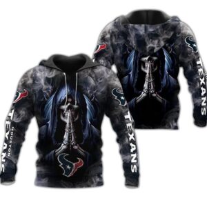 Houston Texans Hoodie 3D Zip Hoodie Death Smoke Graphic Gifts for Fans - Bluefink