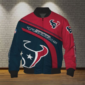 NFL Houston Texans Blue Red Bomber Jacket - Bluefink